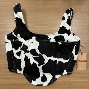 NWT Lone Star Cow Print Corset Style Top